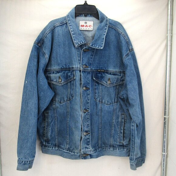 MAC Sport Vintage Men's Long Sleeve Trucker Denim Jean Jacket Size XL - Picture 1 of 14
